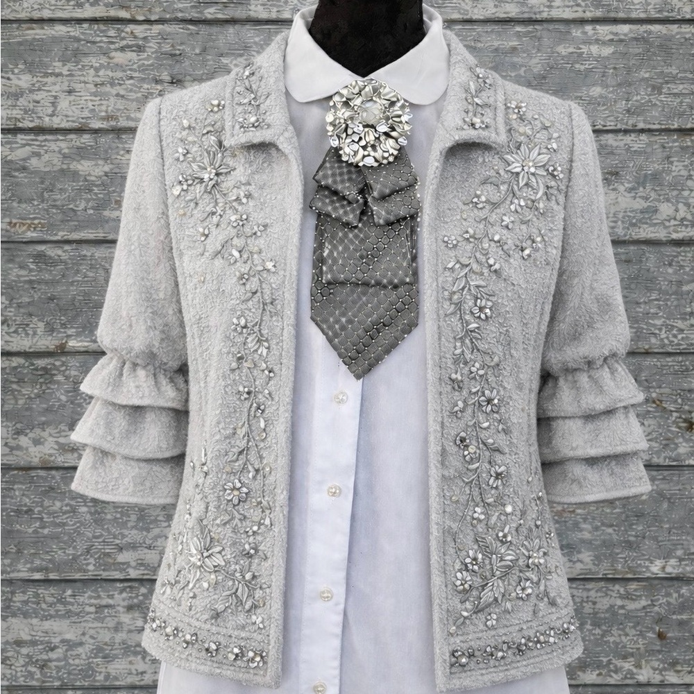 BIG BLING Necktie Necklace with Rhinestone Brooch and Chain OOAK - WOWSERS! - Picture 2 of 10